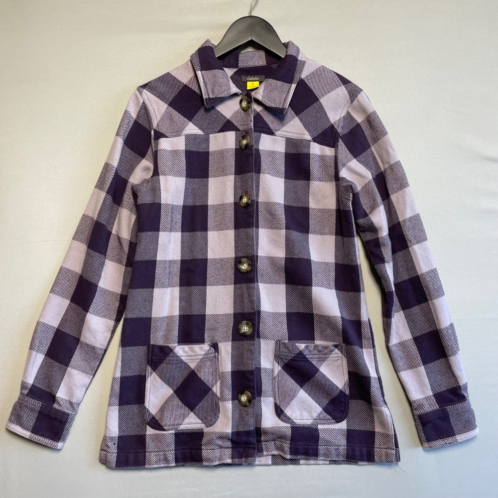 Cabelas Womens Buffalo Plaid Flannel Shirt Jacket Purple Size S‎ Shacket
